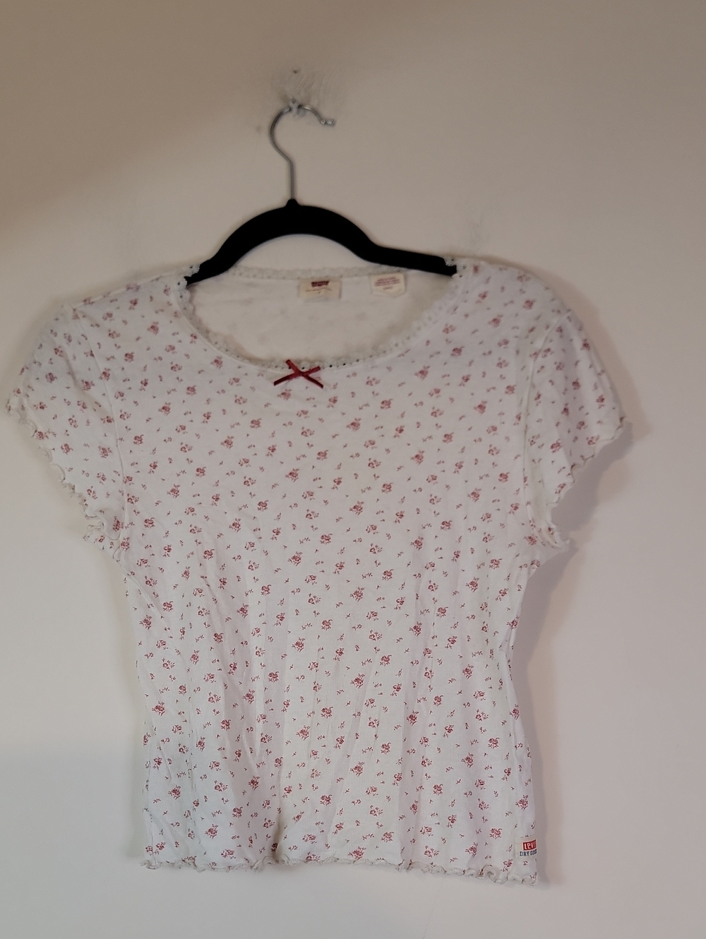 Levi's White Short Sleeve Tee with Pink Floral Print